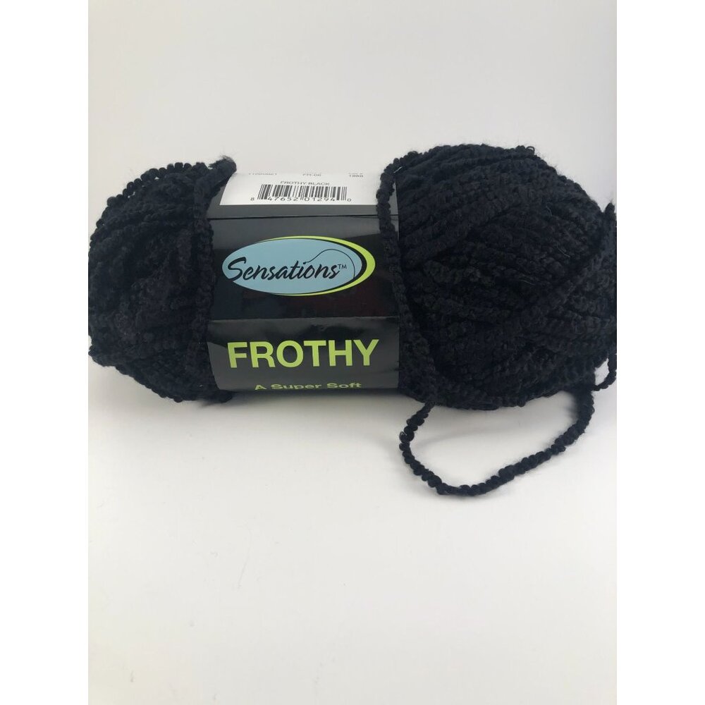 1 Skein Sensations FROTHY a super soft bubbly boucle. 231 yards. Black
